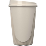 Gobelet réutilisable 350 ml couvercle clip bord isolant couleur sable vue latérale