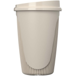 Gobelet réutilisable 350 ml couvercle clip bord isolant couleur sable deuxième vue latérale