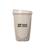 Gobelet réutilisable 350 ml couvercle clip bord isolant avec zone d'impression