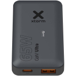 Chargeur de voyage rapide USB-C et USB-A 65 W Xtorm couleur noir vue impression avec logo 2