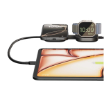 Station de charge sans fil 3-en-1 pour appareils Apple Zens couleur noir deuxième vue