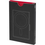 Porte-cartes magnétique RFID en matériaux recyclés couleur rouge deuxième vue avec boîte