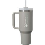 Gobelet isotherme 890 ml avec couvercle rotatif et paille Stanley couleur gris vue impression avec logo 2