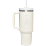 Gobelet isotherme 890 ml avec couvercle rotatif et paille Stanley couleur beige vue impression avec logo 2