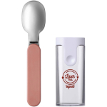 Cuillère pliable avec étui protecteur sans BPA Mepal couleur rose vue avec impression sérigraphique