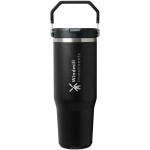 Gobelet isotherme à paille rabattable anti-fuite 890 ml Stanley couleur noir vue impression avec logo 2