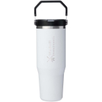 Gobelet isotherme à paille rabattable anti-fuite 890 ml Stanley couleur blanc vue impression avec logo 2