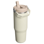 Gobelet isotherme à paille rabattable anti-fuite 890 ml Stanley couleur beige deuxième vue arrière