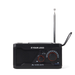 Radio d’urgence avec batterie externe Nordic Drift Titan 4 000 mAh couleur noir avec zone d'impression