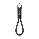 Câble de charge rapide USB-C avec mousqueton Nordic Drift Everest 60 W couleur noir avec zone d'impression