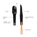 Couverts 4 en 1 pour l’extérieur en acier inox Nordic Drift Trail couleur noir