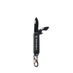 Porte-clés multifonction en acier inox Nordic Drift Adventure couleur noir avec zone d'impression