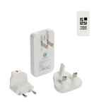 Chargeur plat ultra-fin avec prises voyage et USB-C 65 W couleur blanc cassé avec zone d'impression