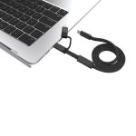 Câble de charge rapide 2 en 1 tressé anti-nœuds 60 W 120 cm couleur noir troisième vue