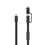 Câble de charge rapide 2 en 1 tressé anti-nœuds 60 W 120 cm couleur noir