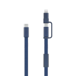 Câble de charge rapide 2 en 1 tressé anti-nœuds 60 W 120 cm couleur bleu bondi