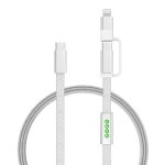 Câble de charge rapide 2 en 1 tressé anti-nœuds 60 W 120 cm couleur gris vue avec logo