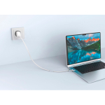 Câble de charge rapide 2 en 1 tressé anti-nœuds 60 W 120 cm couleur gris vue d'ambiance
