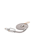 Câble de charge rapide 2 en 1 tressé anti-nœuds 60 W 120 cm couleur gris avec zone d'impression