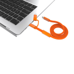 Câble de charge rapide 2 en 1 tressé anti-nœuds 60 W 120 cm couleur orange troisième vue