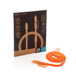 Câble de charge rapide 2 en 1 tressé anti-nœuds 60 W 120 cm couleur orange vue avec boîte