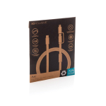 Câble de charge rapide 2 en 1 tressé anti-nœuds 60 W 120 cm couleur orange deuxième vue avec boîte