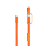 Câble de charge rapide 2 en 1 tressé anti-nœuds 60 W 120 cm couleur orange