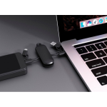 Câble porte-clés en plastique recyclé 4 en 1, charge rapide 100 W couleur noir vue d'ambiance