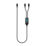 Câble de charge sur mesure à double sortie USB-C, charge rapide 100 W couleur noir vue avec logo