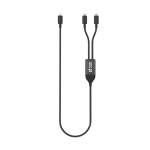 Câble de charge sur mesure à double sortie USB-C, charge rapide 100 W couleur noir avec zone d'impression
