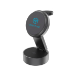 Chargeur sans fil pliable 3 en 1 avec charge ultra-rapide 25 W couleur gris vue avec logo