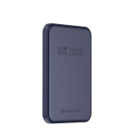 Batterie externe magnétique QI2.2 ultrafine en aluminium 5 000 mAh couleur bleu bondi avec zone d'impression