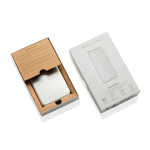 Batterie externe magnétique QI2.2 ultrafine en aluminium 5 000 mAh couleur argenté vue avec boîte