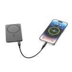 Batterie externe magnétique écologique, charge sans fil 15 W 5 000 mAh couleur noir cinquième vue