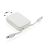 Batterie externe porte-clés écologique avec câbles intégrés 2 000 mAh couleur blanc cassé deuxième vue
