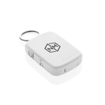 Batterie externe porte-clés écologique avec câbles intégrés 2 000 mAh couleur blanc cassé vue avec logo