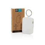 Batterie externe porte-clés écologique avec câbles intégrés 2 000 mAh couleur blanc cassé vue avec boîte