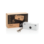 Caméra instantanée style porte-clés avec écran couleur et USB-C 720P couleur blanc vue avec boîte