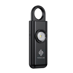 Alarme personnelle intelligente avec lumière et recharge USB-C 150 dB couleur noir vue avec logo