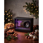 Enceinte sans fil transparent avec lumière RGB intégrée et USB-C 5 W couleur noir vue d'ambiance