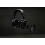 Casque supra-auriculaire pliable avec batterie amovible USB-C couleur noir vue d'ambiance
