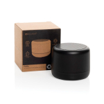 Enceinte sans fil compacte avec Bluetooth 5.3 et son 3 W couleur noir vue avec boîte