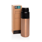 Gourde isotherme avec tasse, anti-goutte et isolation sous vide 500 ml couleur taupe vue avec boîte