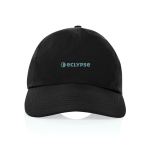 Casquette 5 panneaux en nylon recyclé, légère et respirante couleur noir vue avec logo