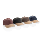 Casquette bicolore en coton à 6 panneaux, fermeture réglable 270 g/m² couleur marron vue générale