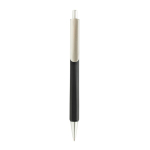 Stylo à bille triangulaire en plastique recyclé à clic, encre bleue couleur noir deuxième vue