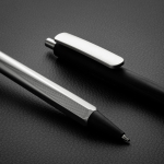 Stylo à bille triangulaire en plastique recyclé à clic, encre bleue couleur noir vue d'ambiance 2