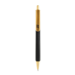 Stylo ergonomique à trois faces, toucher doux, encre bleue couleur noir vue avec logo