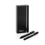 Set d’écriture stylo bille et roller en métal Swiss Peak, encre bleue couleur noir deuxième vue avec boîte