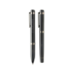 Set d’écriture stylo bille et roller en métal Swiss Peak, encre bleue couleur noir avec zone d'impression